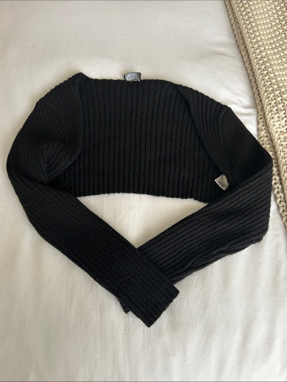 Black Ribbed Cropped Bolero Shrug